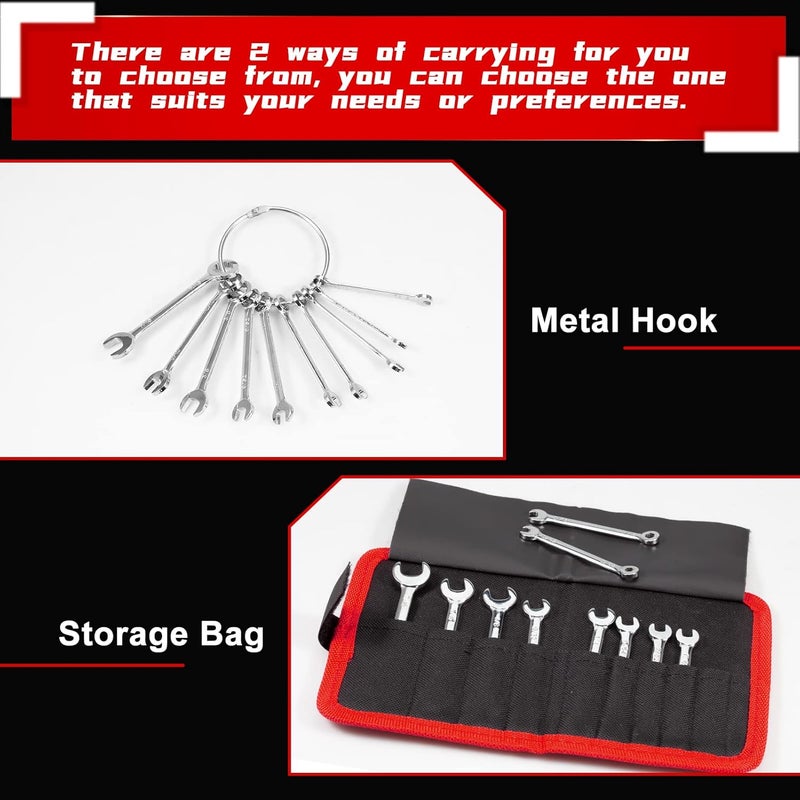 LEONTOOL Mini Wrench Set, 10-Piece SAE Wrenches, Rust-Resistant Chrome Finish, Ideal for Automotive, Industrial, Home, Hobby - Silver - Image 4